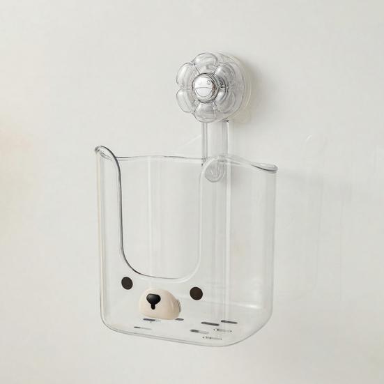 Storage Box with Vacuum Suction Cup Wet Tissue Holder Hygienic Wipe Holder Cute Bear Shape Kitchen Bathroom Organizer