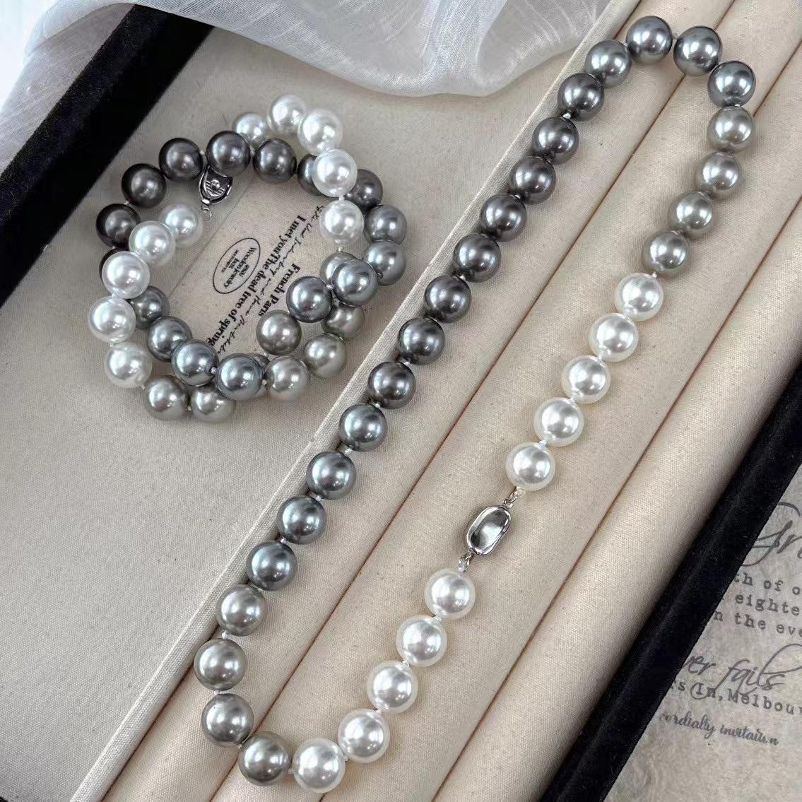 12Mm Retro High Quality Gradual Change Color Bead Artificial Pearl Necklace