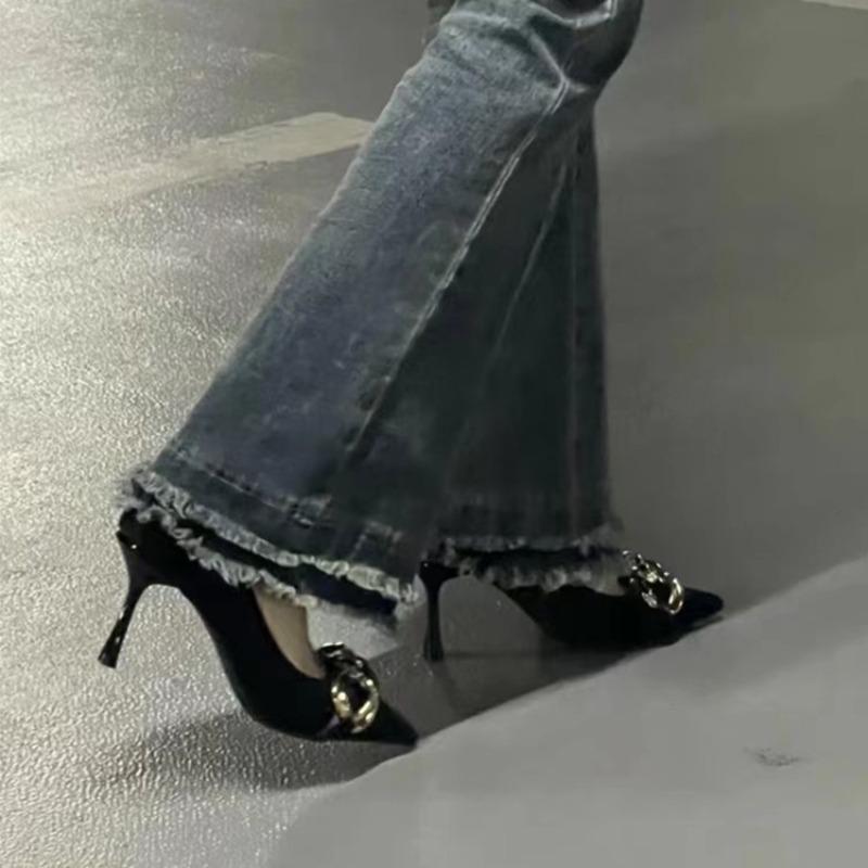 New Style High-heeled Shoes - Thin Heel, Niche Pointed Toe, Shallow Toeless Design for Women