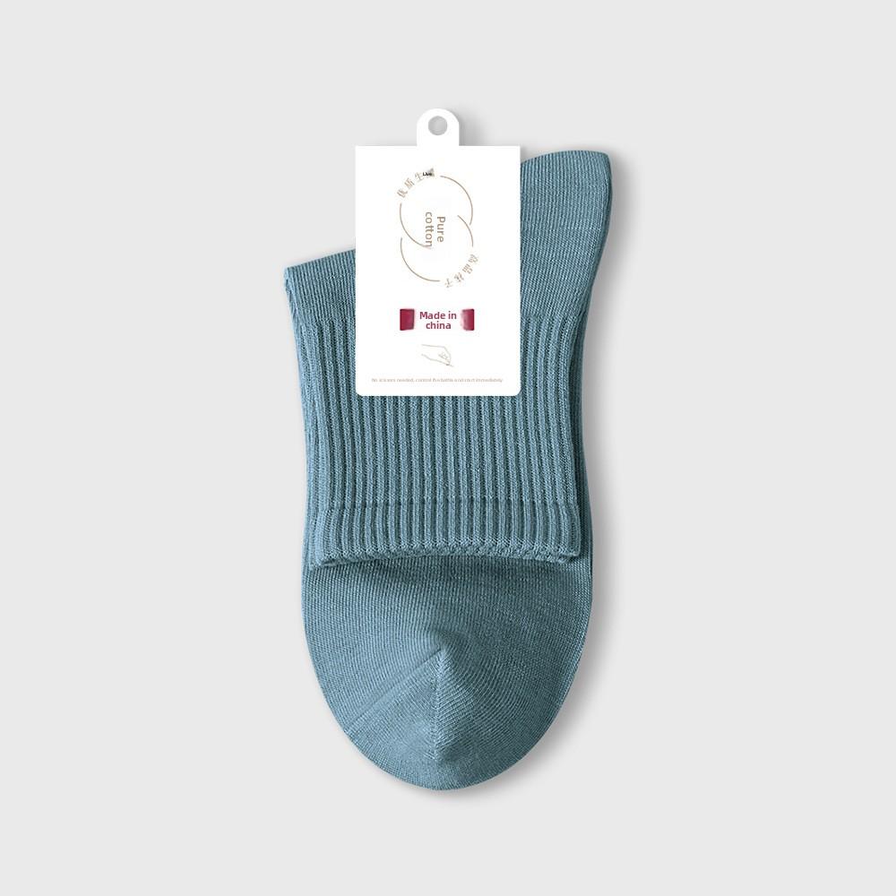 Female Spring and Autumn Pure Cotton Anti Bacterial Deodorant Sweat Absorbing Boneless Sports Tube Socks