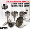 6Pcs TCT Core Drill Bit Hole Saw HSS Hole Saw Set Carbide Tip for Alloy Stainless Steel Cutter Power Tool Accessories
