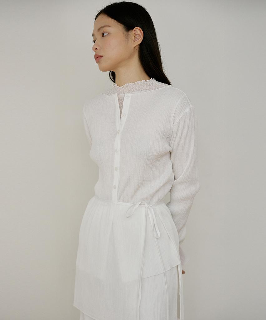 Oeoseoul Pleated Two-Way Blouse [White]