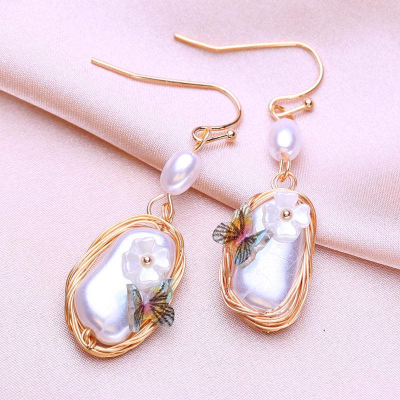 KNIKOO Flower Earrings For Women Fashion Pearl Earrings Jewerly For Wedding Bride Party Earrings Gifts