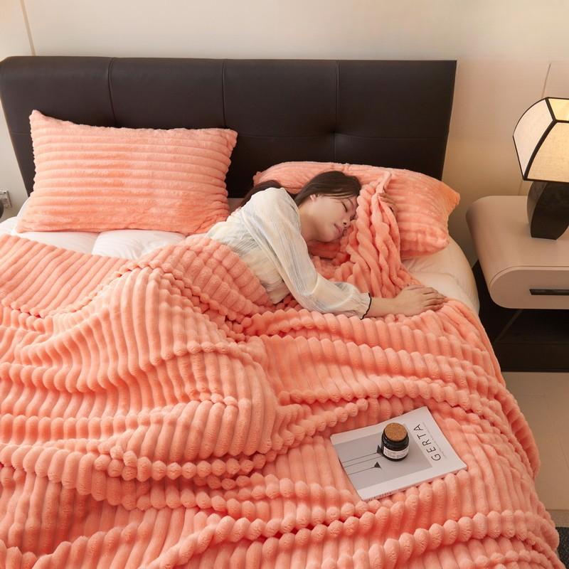 

Флисовый плед для дивана, Супермягкий Теплый Пушистый Плед для Кровати Дивана Декора Комнаты - Легкий Уютный Пушистый Полосатый Плед для Всех Сезонов 150 * 200