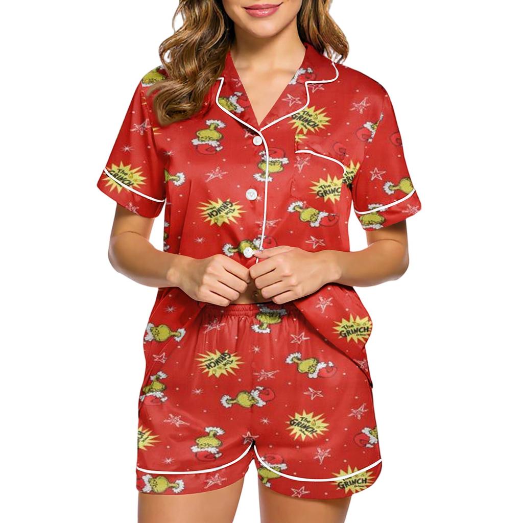 Women's Fashion Home Pajama Set Home Clothes Short Sleeve Pajamas Shorts Two-piece Set