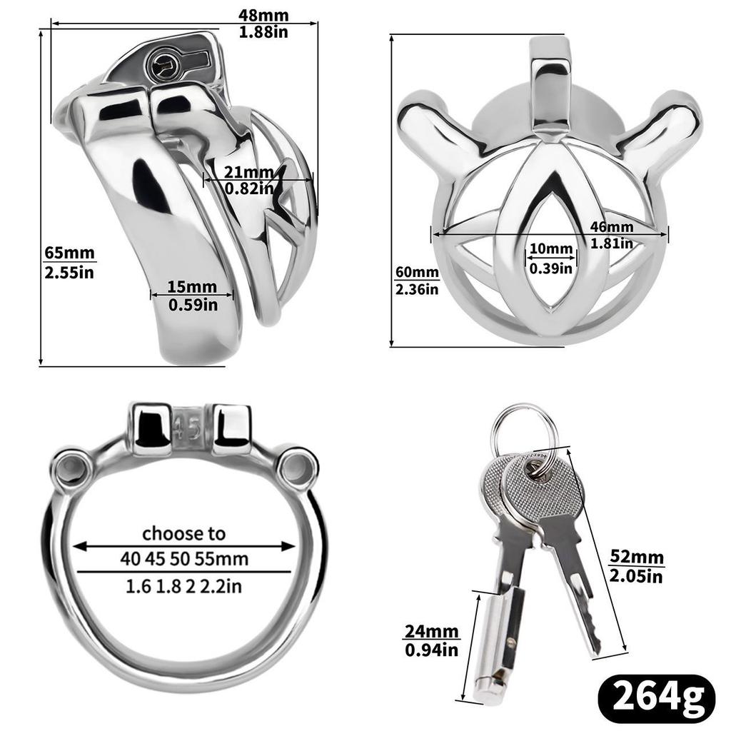 Men Short CB Lock Penis Cage Cock Lock Sounding Stainless Steel Chastity Lock Sex Toy