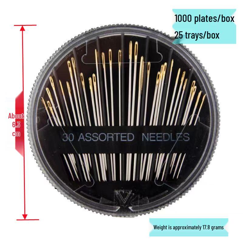 

Double Swallow High-Quality Gold-Tipped Large-Eye Sewing Needles in Black Disc Case