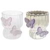Bicchiere Decorato Artisticamente con Farfalla, Embossing e Funzionale per Migliorare l'Attrattiva Visiva e l'Uso con Bevande Calde