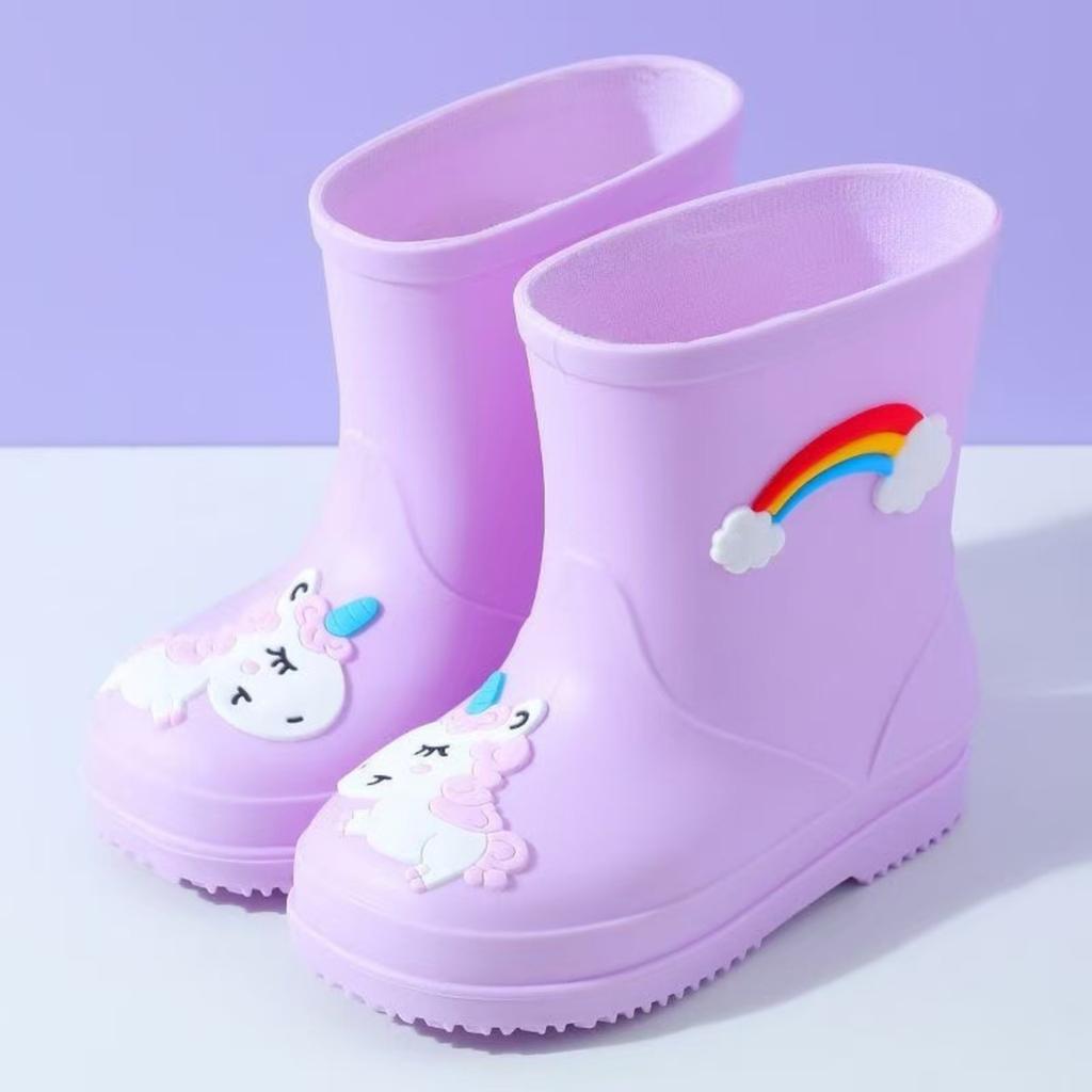 Boots Children's Lined Half Height Rain Boots Rain Shoes With Drawstring Cartoon Non- Rain Boots Lightweight Outdoor
