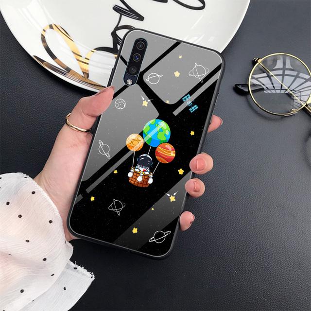 

Чехол с луной астронавта для Samsung Galaxy A52 A71 A72 A73 A53, чехол из закаленного стекла для Samsung A13 5g A03 A22 A21s A03 Core A42 A70 For Samsung A02S