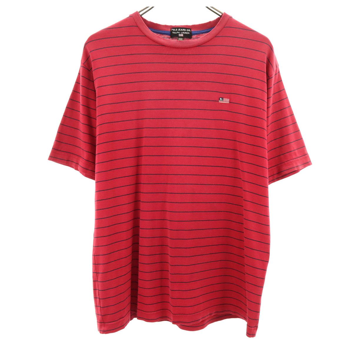 

POLO JEANS CO RALPH LAUREN Border Pattern Short sleeve T-shirt 160 Kid s Used