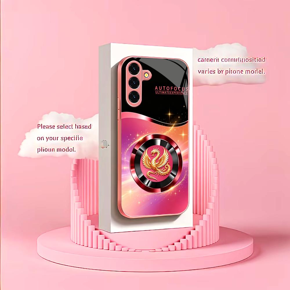 Luxury Pink Black Phoenix phone case glass s26 ultra case s25 ultra case for Samsung Galaxy S26 S25 S24 S23 S22 FE Ultra Plus