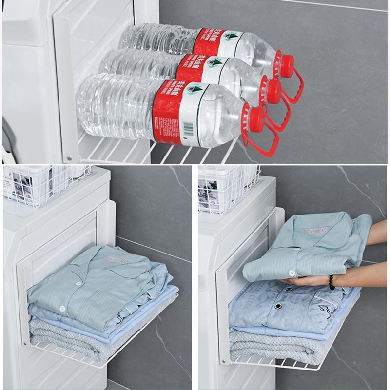 

Space Saving Magnetic Folding Dirty Clothes Holder Carbon Steel Storage Rack White