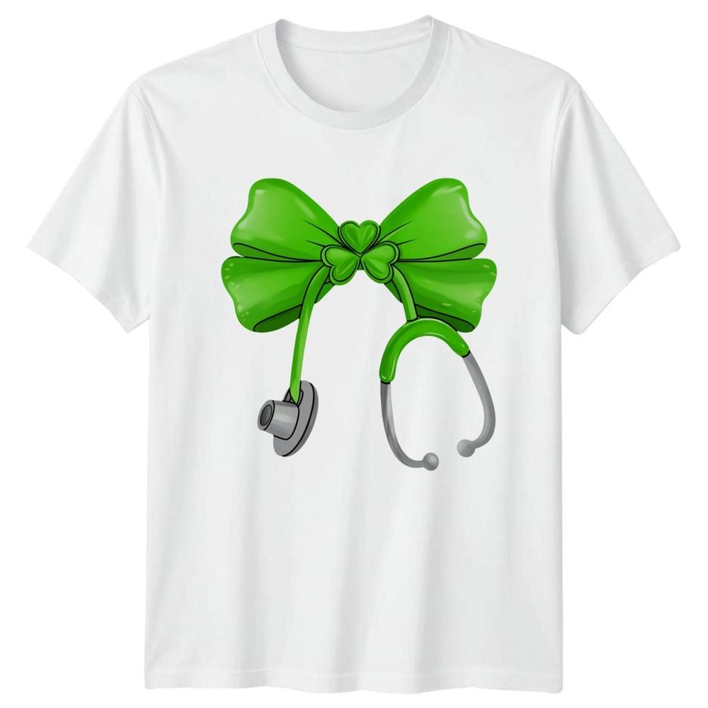 St Patricks Day Nurse Stethoscope Shamrock TShirt Healthcare Medical S