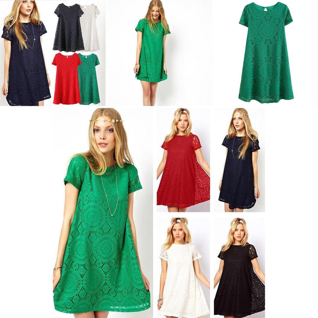 Elegante Abito in Pizzo Stile Europeo Abito Corto Svasato Vita Alta