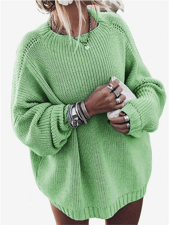 2025 Winter Loose Batwing Sleeve Plus Size Cardigan - Solid Color Knitted Sweater for Women