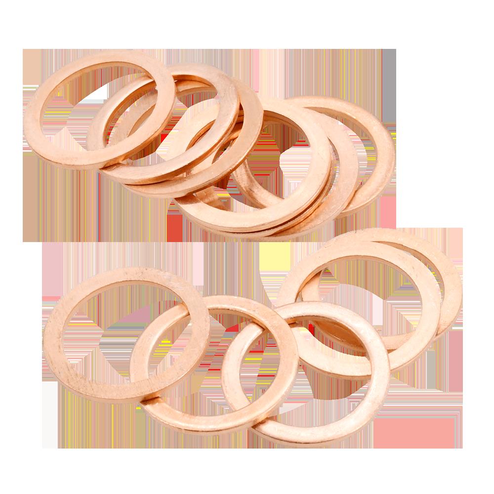 Solid Pure Copper Flat Washers Gasket Seal Ring M5 M6 M8 M10 M12 M14 M16 Metric Crush Washers For Sump Plug Oil Pipe Boat Repair Oil Drain Plugs 3