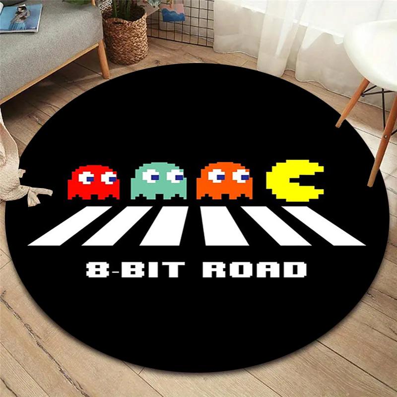 Pac-Man Round Area Rug,Carpet Rug for Living Room Bedroom Sofa Playroom Decor,Non-slip Floor Mat