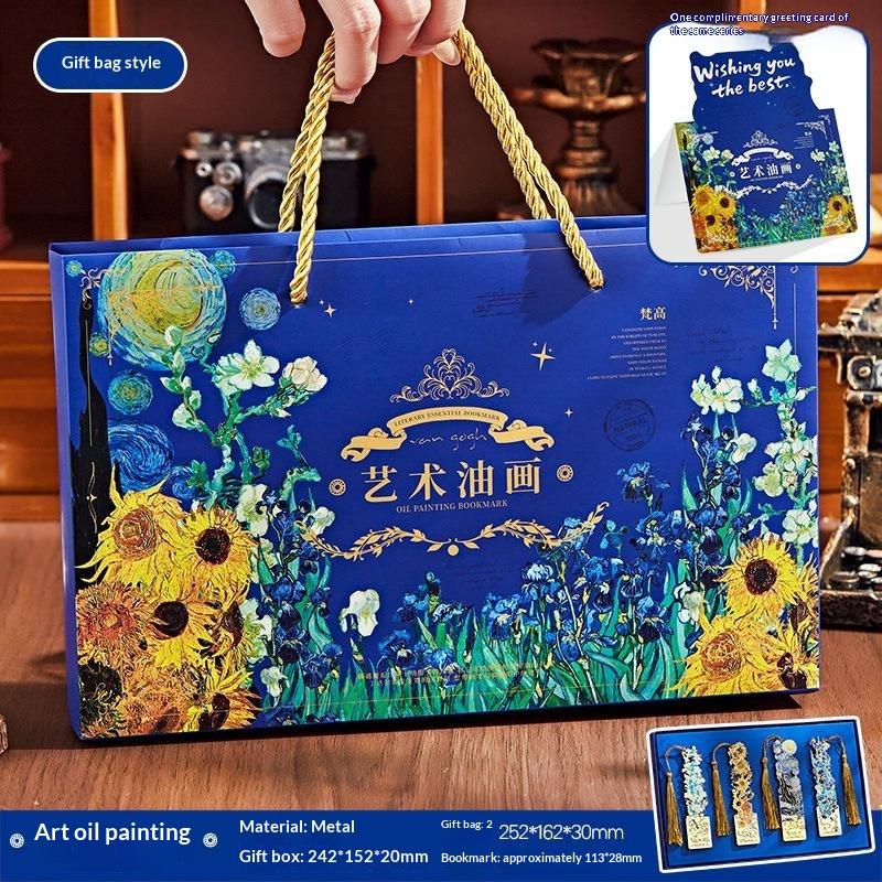 1/4Pcs Vintage Oil Painting Creative Metal Bookmark Bookmark Office School Supplies Funny Gift Stationery Items
