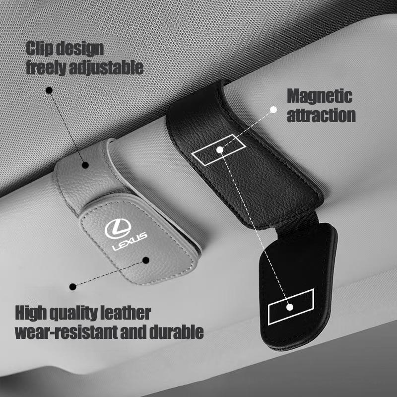 2026 Hot Interior Stickers Lexus Car Sun Visor Sunglasses Holder PU Leather Glasses Clip For RX330 IS250 Ct200h ES300h RX350 IS3