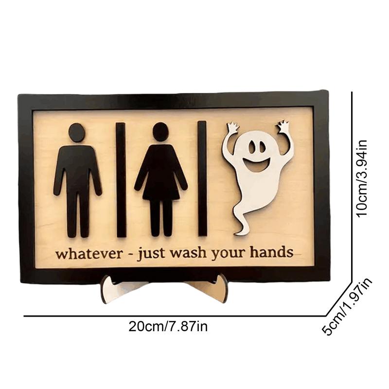 Halloween Wooden Restroom Doorplate Sign Artistic Doorplate Decoration for Home Holiday Party Restroom Decoration