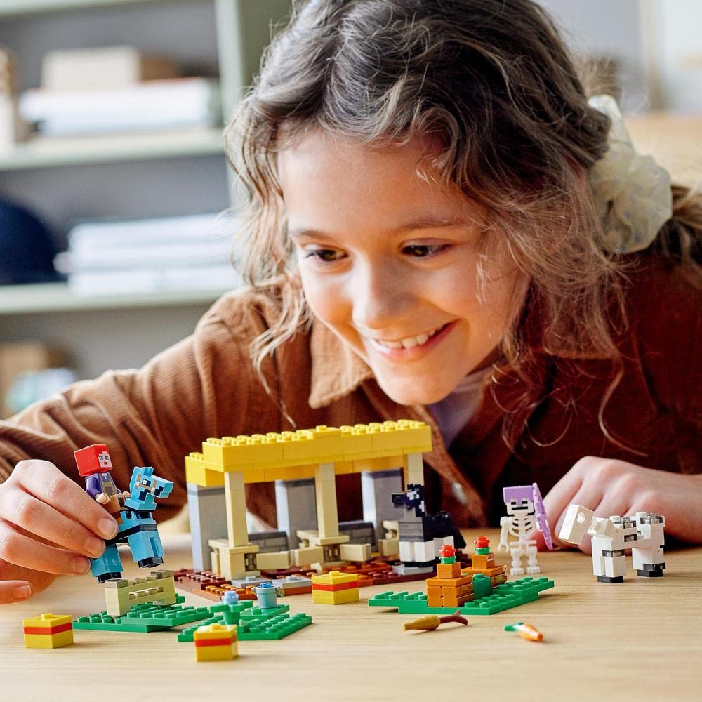 LEGO Minecraft Stall 21171 Spielzeugbausteine Geschenk Videospiel Tiere Jungen und Mädchen ab 8 Jahren