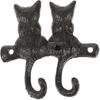 STOBAZA 2 Heavy Duty Coat Hook Cast Iron Cat Wall Hook,Decorative Hook Rustic Black Hooks,Single Key Hook Animal Wall Hanging Hook,Suitable for