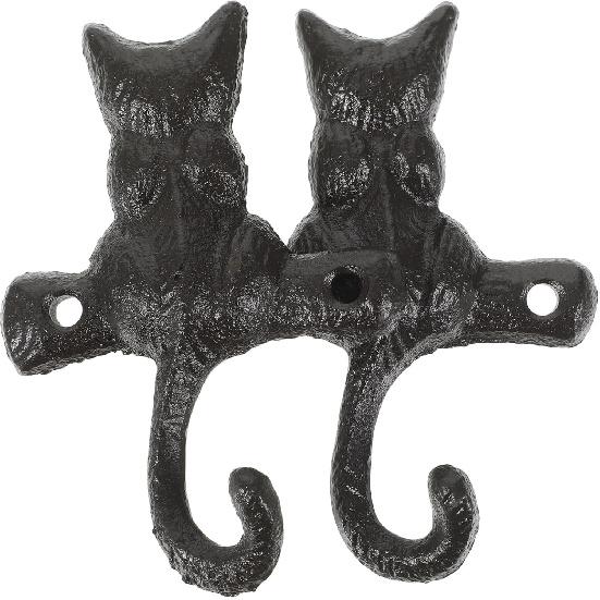 STOBAZA 2 Heavy Duty Coat Hook Cast Iron Cat Wall Hook,Decorative Hook Rustic Black Hooks,Single Key Hook Animal Wall Hanging Hook,Suitable for