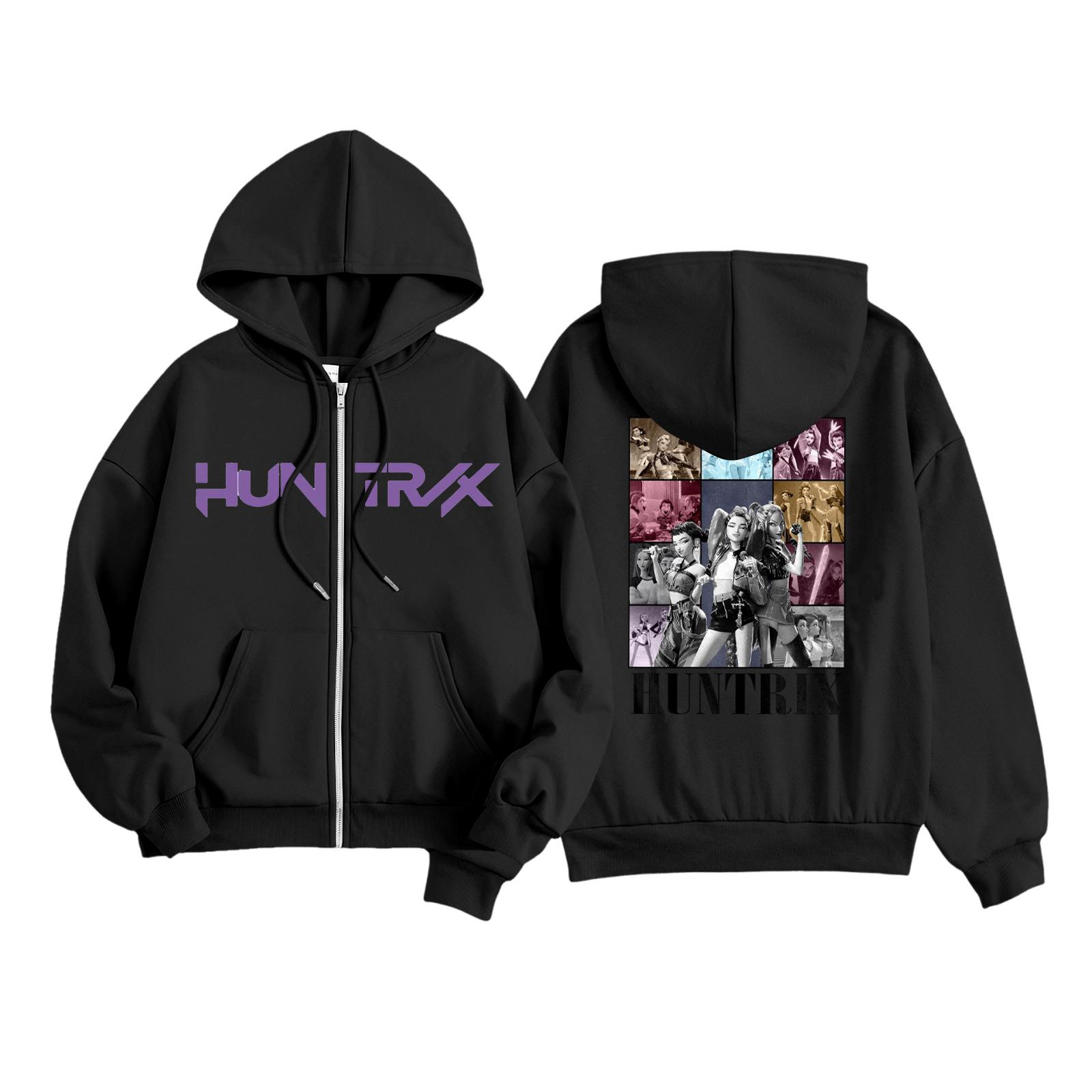 

Детская мода Женская легкая толстовка с длинным рукавом на молнии Толстовка с принтом и карманами 140 чёрный