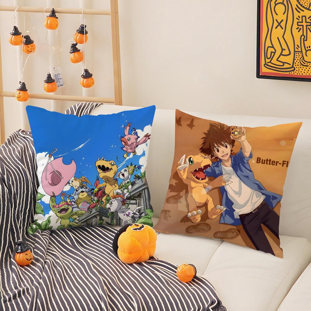 Cartoon D-Digimon Anime Pillow Case Pattern Printed Pillowcase for Living Room Sofa Cushion Cover & Bedroom Decor