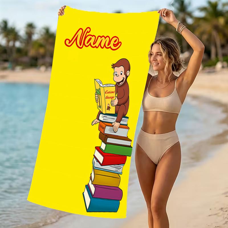 Customizable Personalized Beach Towels Curious George Themed designs.Suitable for the Beach, Yoga, Sports;ideal As Beach Accessories