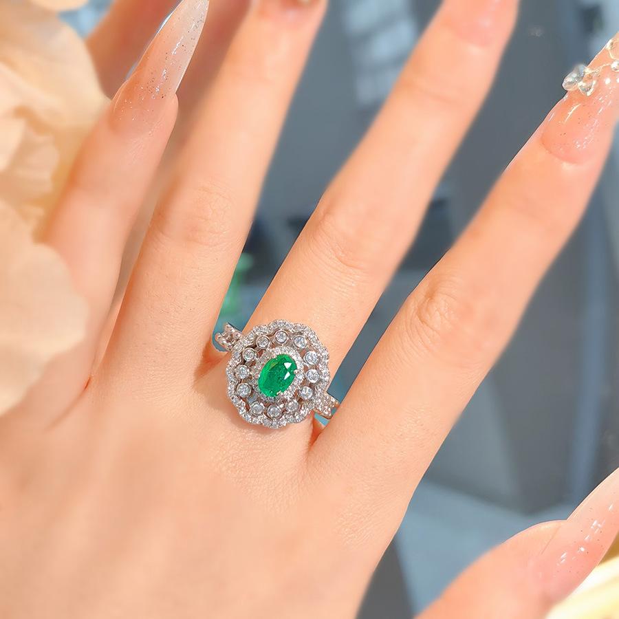 Light Luxury Niche Temperament Simulation Pigeon Blood Ruby Ring Women'S Red Corundum High-Grade With Cotton Emerald Diamond Ring