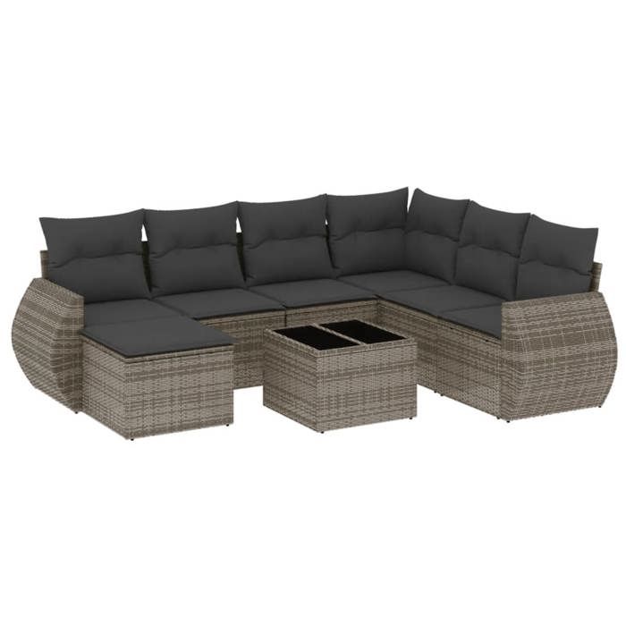 VidaXL Garden Lounge Set with Cushions 8 Pcs, Patio Sofas, Patio Furniture Set, Outdoor Furniture, Grey 3221709