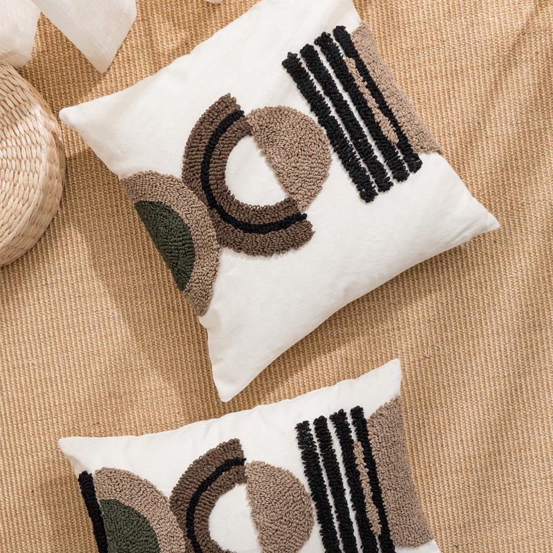 American Light Luxury Velvet Tufted Cotton Canvas Pillow for Home and Bedroom
