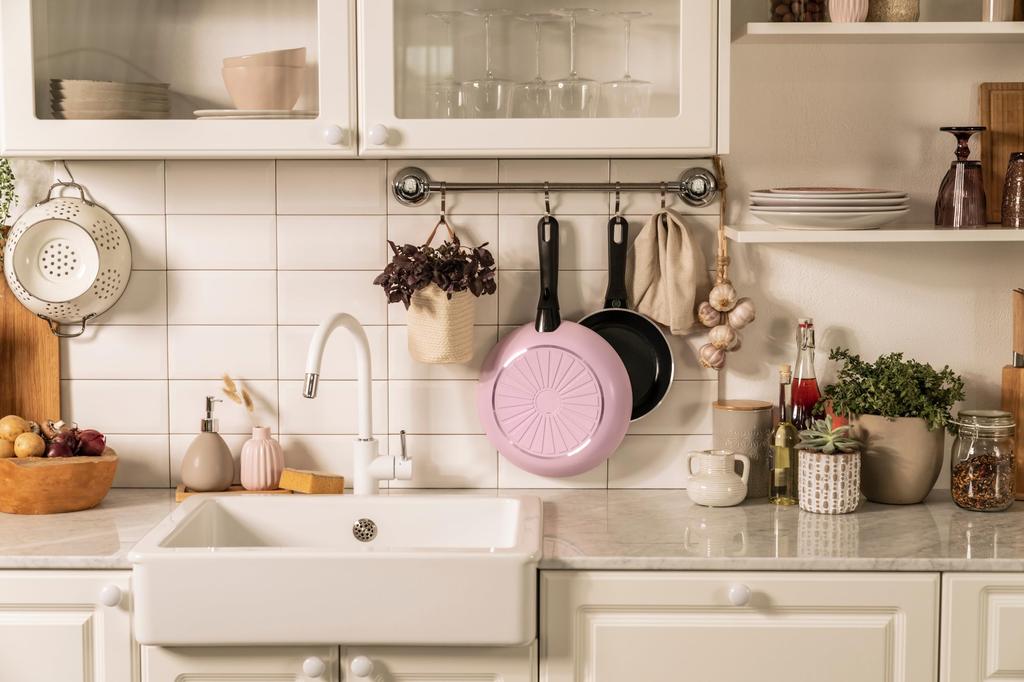Ballarini Caprera Frying Made in Induction Ceramic Japanese CAPRERA Pan, 28cm, Pink, Italy, Compatible, Coating, [Official Product] Z1025-994