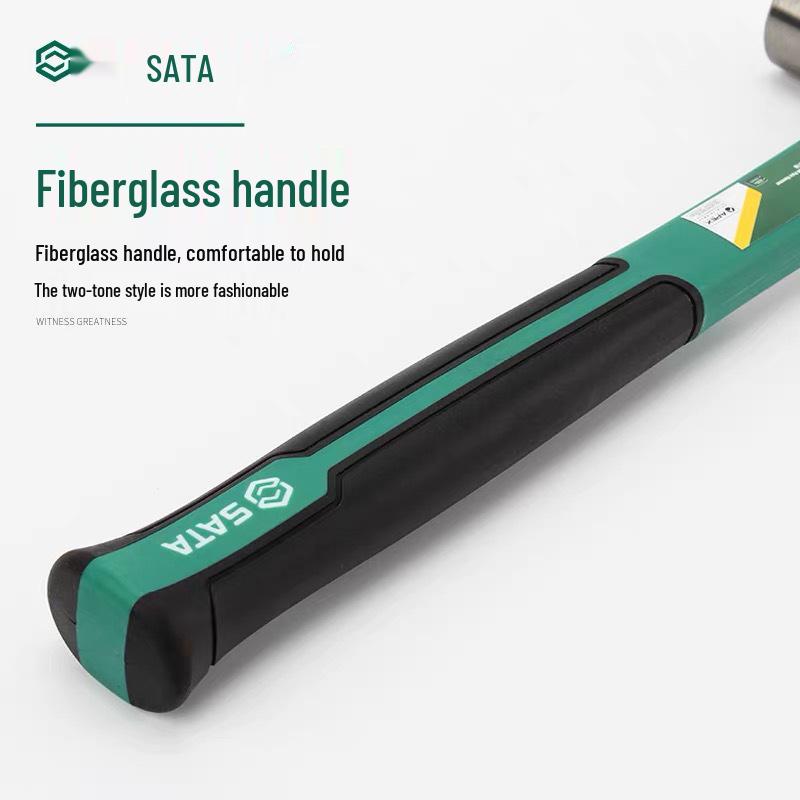 SATA Round Head Hammer with Non-slip Fiberglass Handle, 0.5 lb - Household Striking Tool 92301