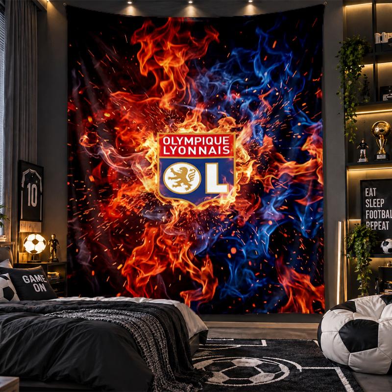 Wall Hanging Tapestry Lyon FC Print Cloth for Living Room Bedroom Home Decor