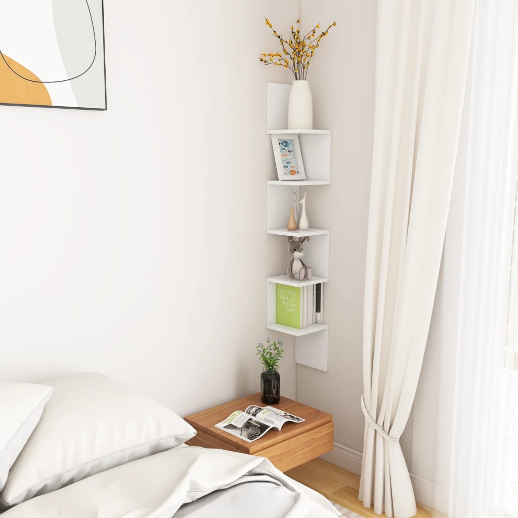 Vidaxl Corner Wall Shelf, White, 20X20X127.5 Cm