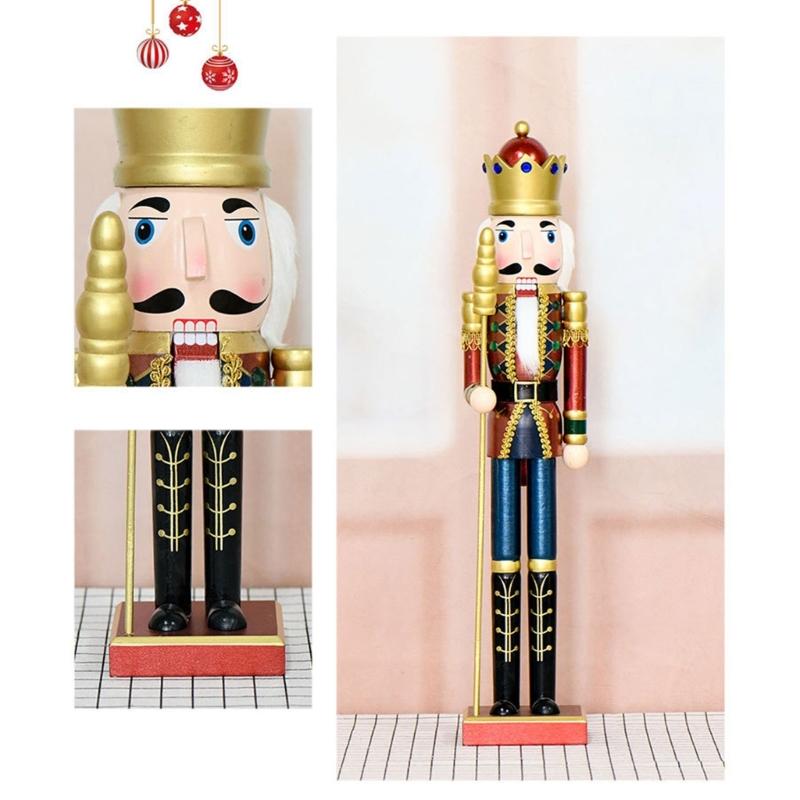 Geschnitzte Holz Nussknacker Statue 55CM Schimmernde Fronten Saisonale Tischdekoration Mittelstücke