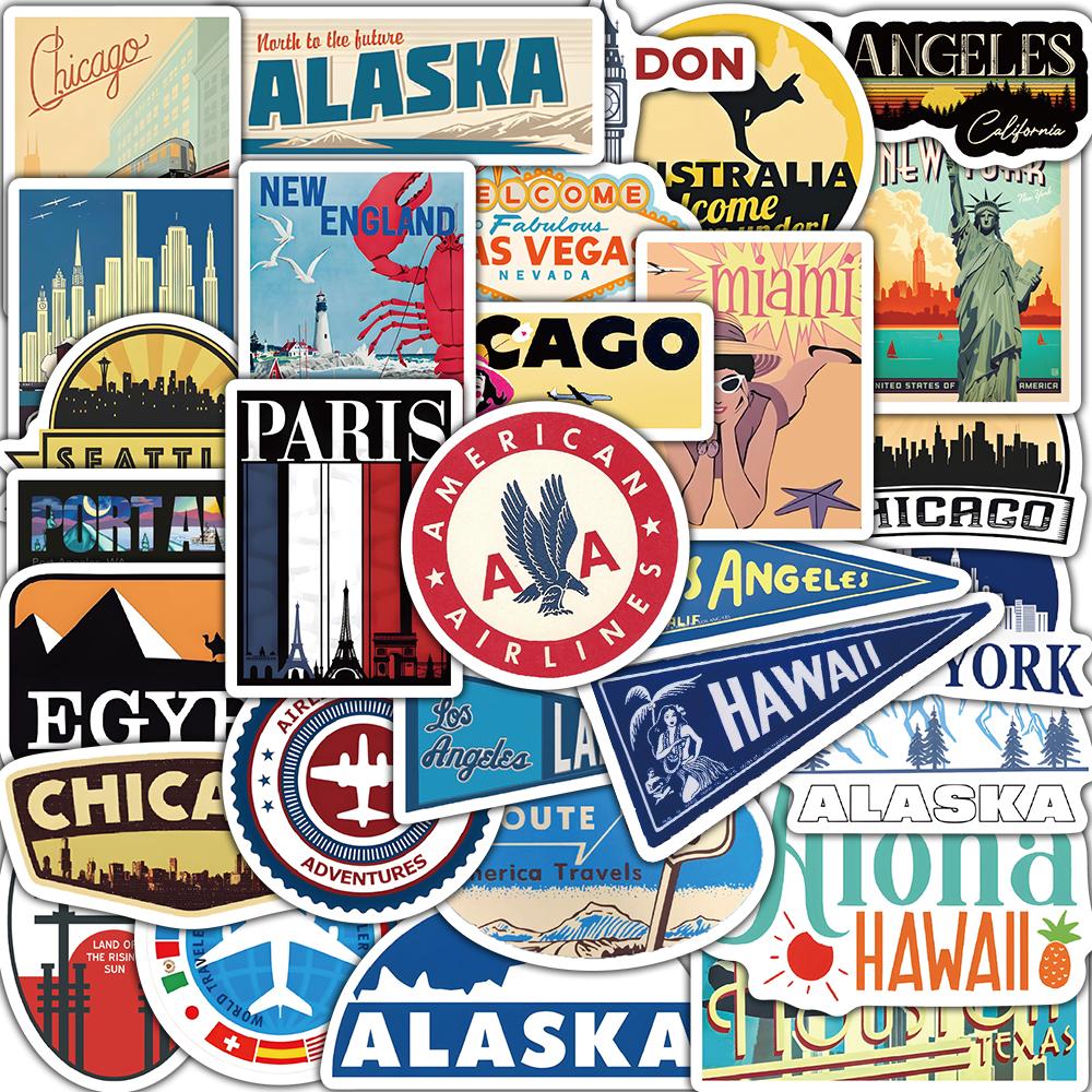 

30PCS Retro Sticker Nostalgia Laptops Motorcycle DIY Phone Cool Home Decoration Scrapbook Waterproof Luggage Graffiti Sticker
