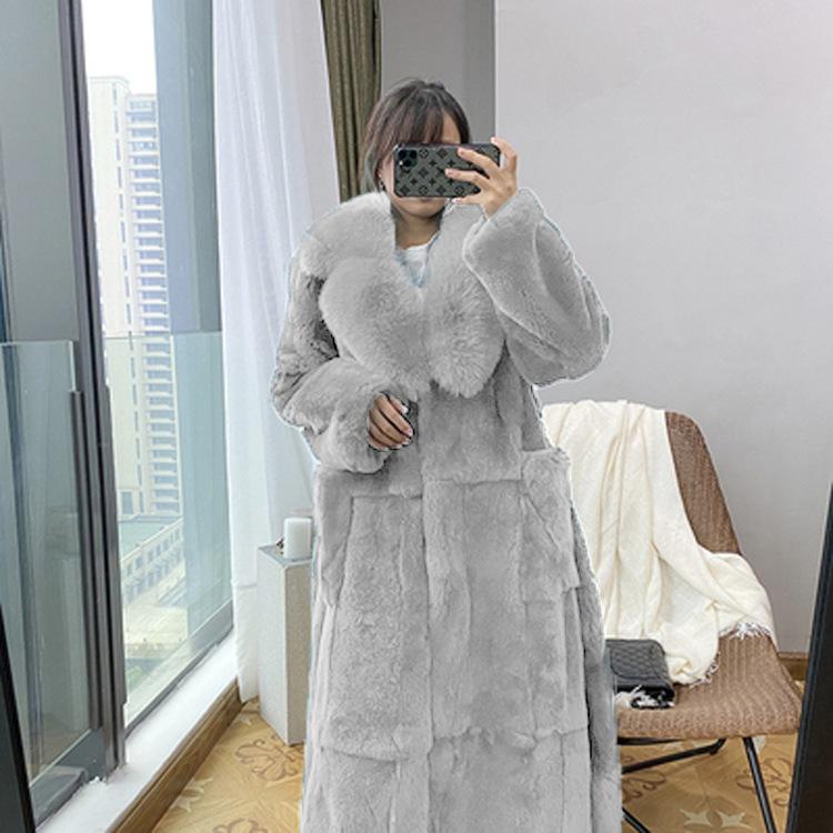 Ropa de Invierno para Mujer con Cinturón 2024 Abrigo Largo de Piel Sintética con Cuello de Piel de Zorro Grande para Mujer Chaqueta de Felpa Abrigo Mullido con Cinturón Grueso y Cálido Talla Grande