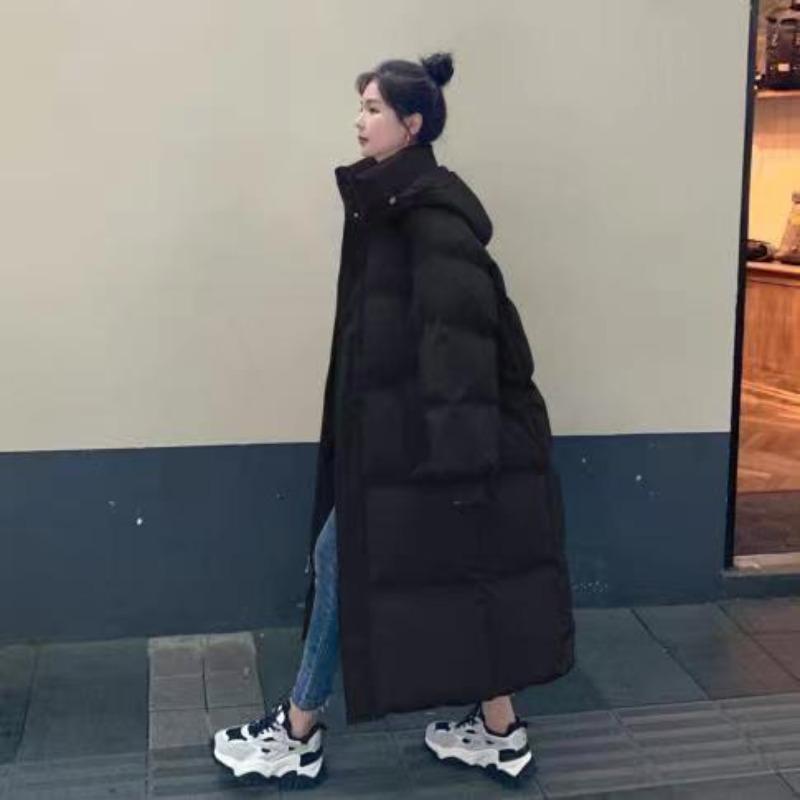 Down Jacket Women's Long Over-the-knee New Style Winter Loose Bread Coat Thickened Cotton Jacket