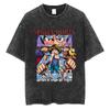 Men Loose Hip Hop Vintage TShirt Cotton Casual Washed Black Harajuku Tshirt One Piece Anime Graphic Oversized Tops Tees