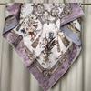 100% Mulberry Silk Scarf 110cm Square Floral Print Luxury Shawl Women
