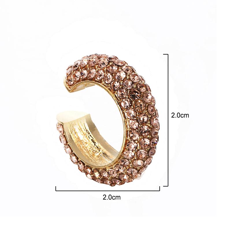 Fashion C Shape Round Cartilage Clip Earrings For Women Fake No Pierced Earrings Crystal Rhinestone Geometric Jewelry Gold