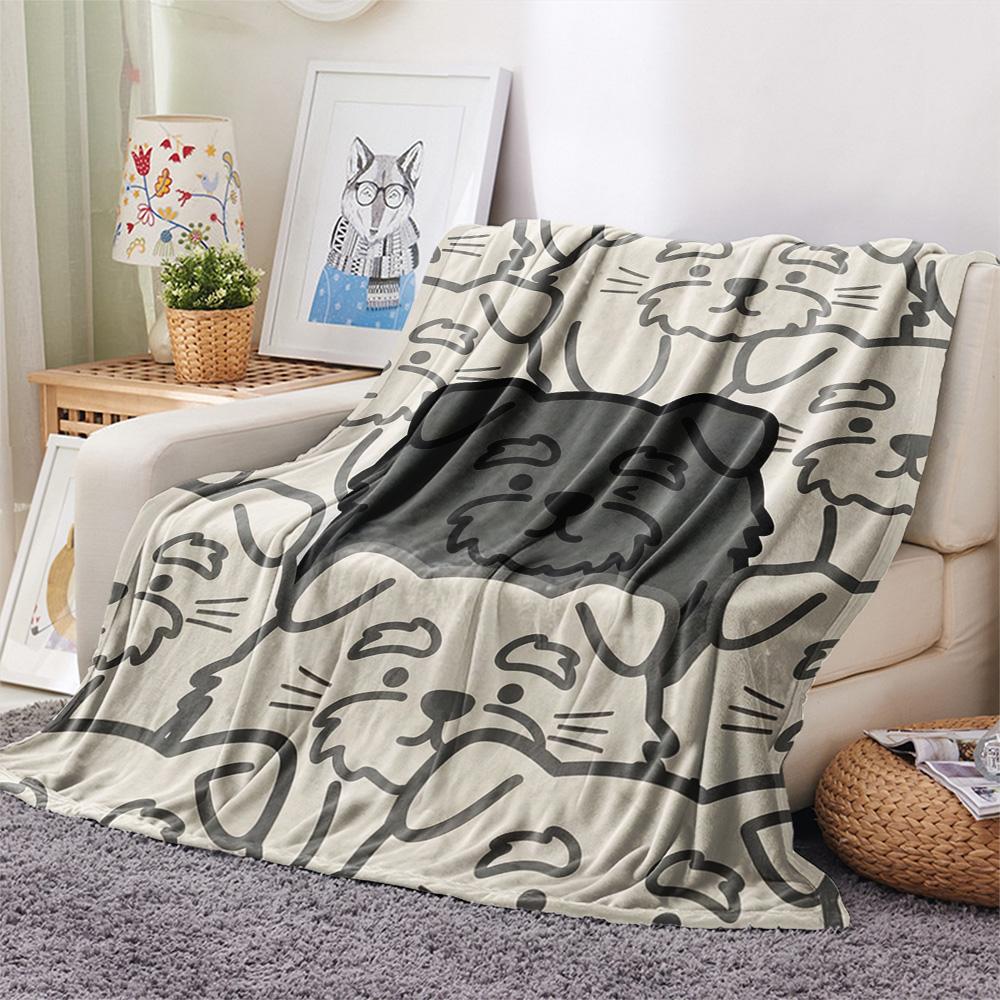 

1Pc schnauzerterrier Print Flannel Blanket, High quality Comfortable for All Seasons, Home Decor, Warmth and Comfort, Perfect for Christmas Gifts 80cm x 120cm