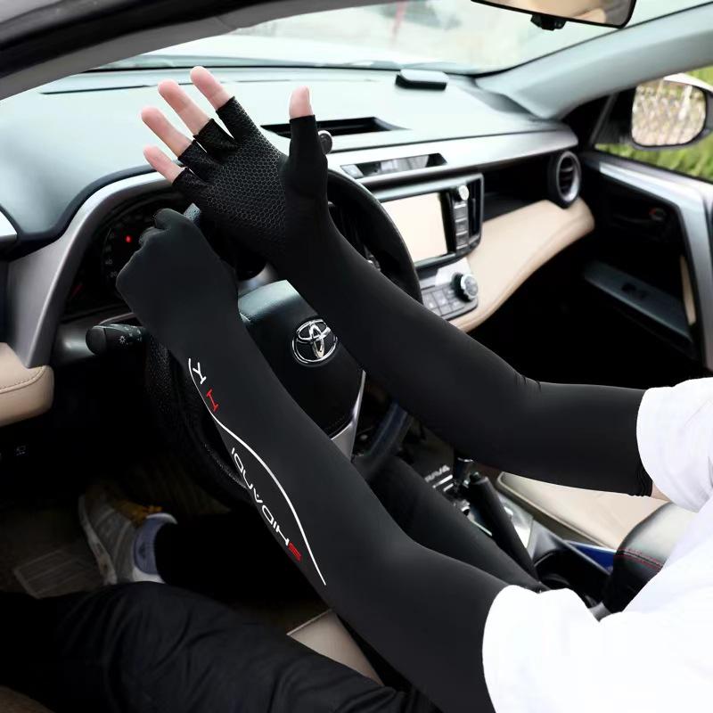 

Мужские уличные велосипедные и рыболовные нарукавники из ледяного шелка с противоскользящим дизайном и перчатки с открытыми пальцами One Size Fits All