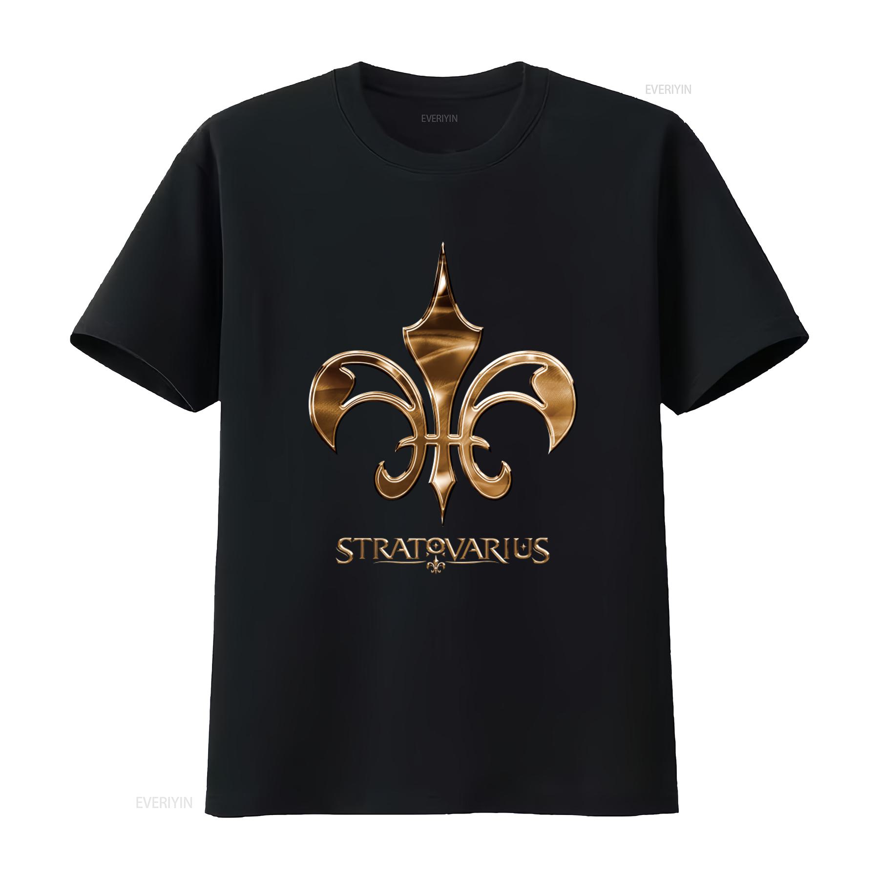 

Вінтажна чорна футболка Stratovarius Band з щільної бавовни, повномірна, із золотим логотипом Лілії KK516, випрана, повсякденна 4XL