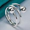 925 Sterling Silver Plated Double Round Head Ring for Women Fashion Wedding Party Charm Jewelry