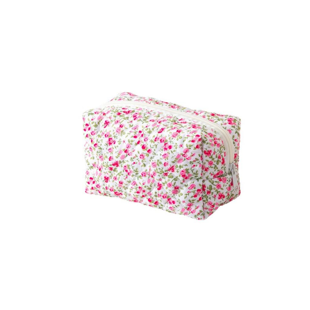 Floral Makeup Bag Large Capacity Organizer With Zipper For Travel And Home Use